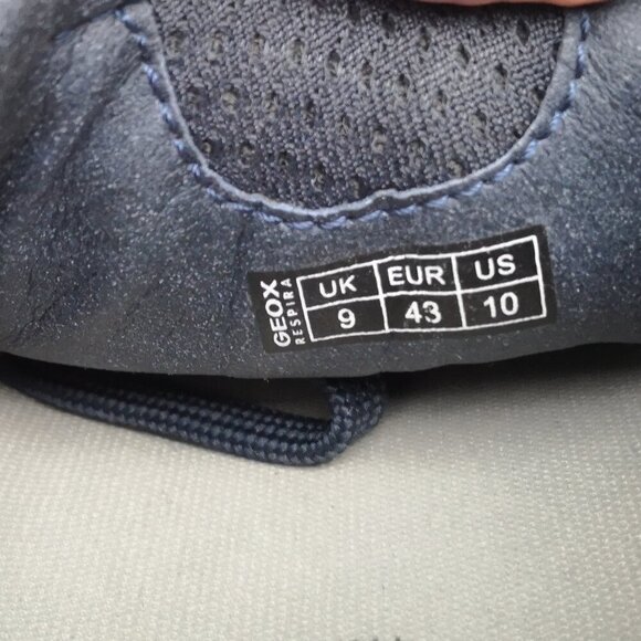 Geox Respira Men's Size 10 Navy Tan White Leather & Suede Tie Closure Shoes - Picture 10 of 10